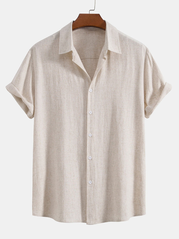 Button-Up Shirt and Straight Leg Trousers in Linen Rayon Blend