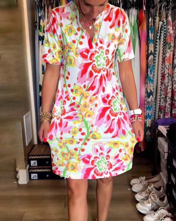 Federica™ - Dress with Short Sleeves and Floral Print