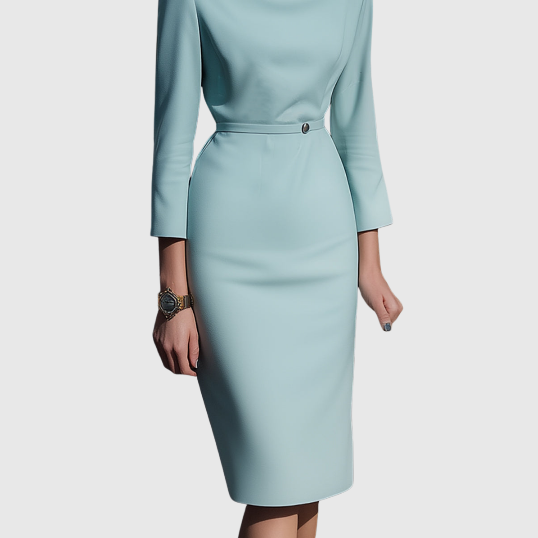 Alice - Elegant Draped Midi Pencil Dress