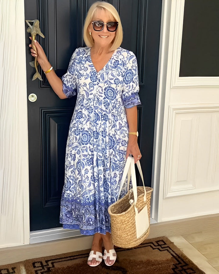 Keisha | Elegant Floral V-Neck Dress