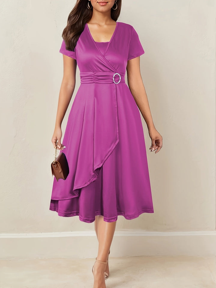 Hilda™ - Elegant Rhinestone V-Neck Evening Dress
