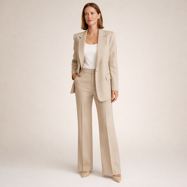 Lena | Women's Suit with Flared Trousers and Buttons