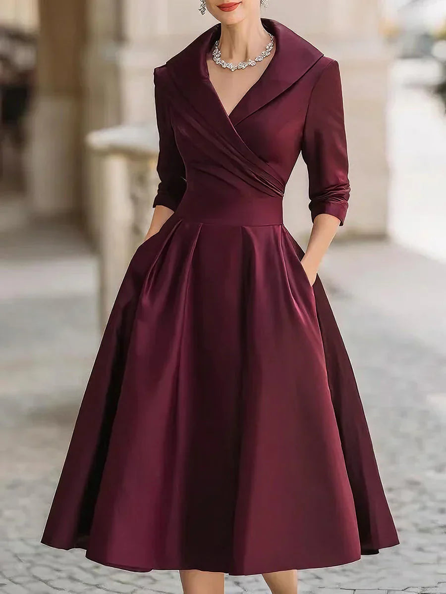 Clara | Women's Elegant Midi Dress with Pockets