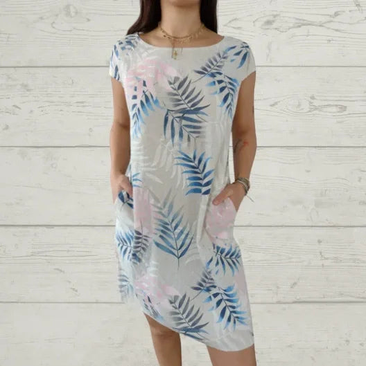 Summer Dress for Women with Pockets and Vibrant Print