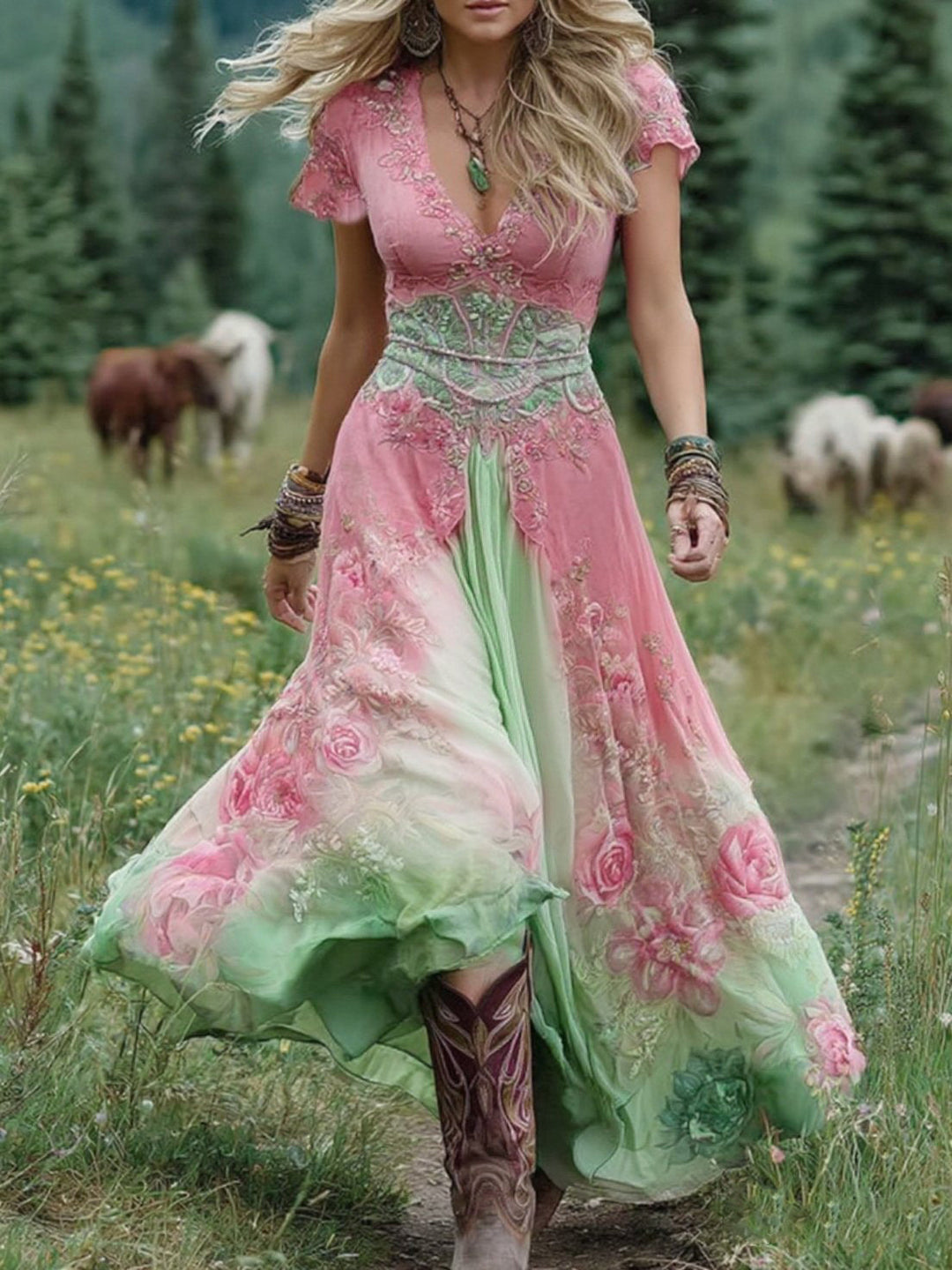 Mavis™ – Elegant Floral Maxi Dress