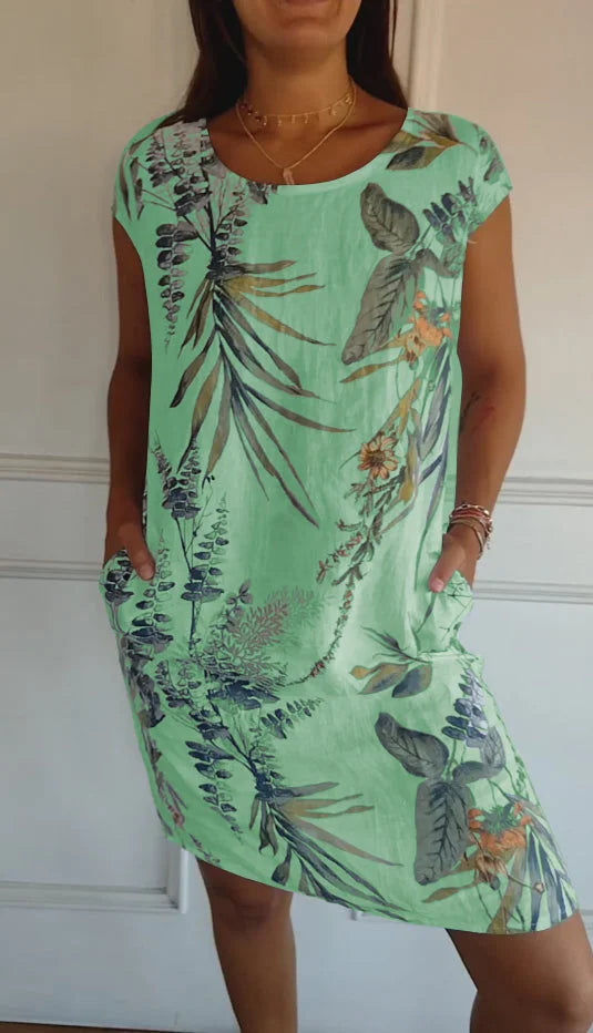 Summer Dress for Women with Pockets and Vibrant Print
