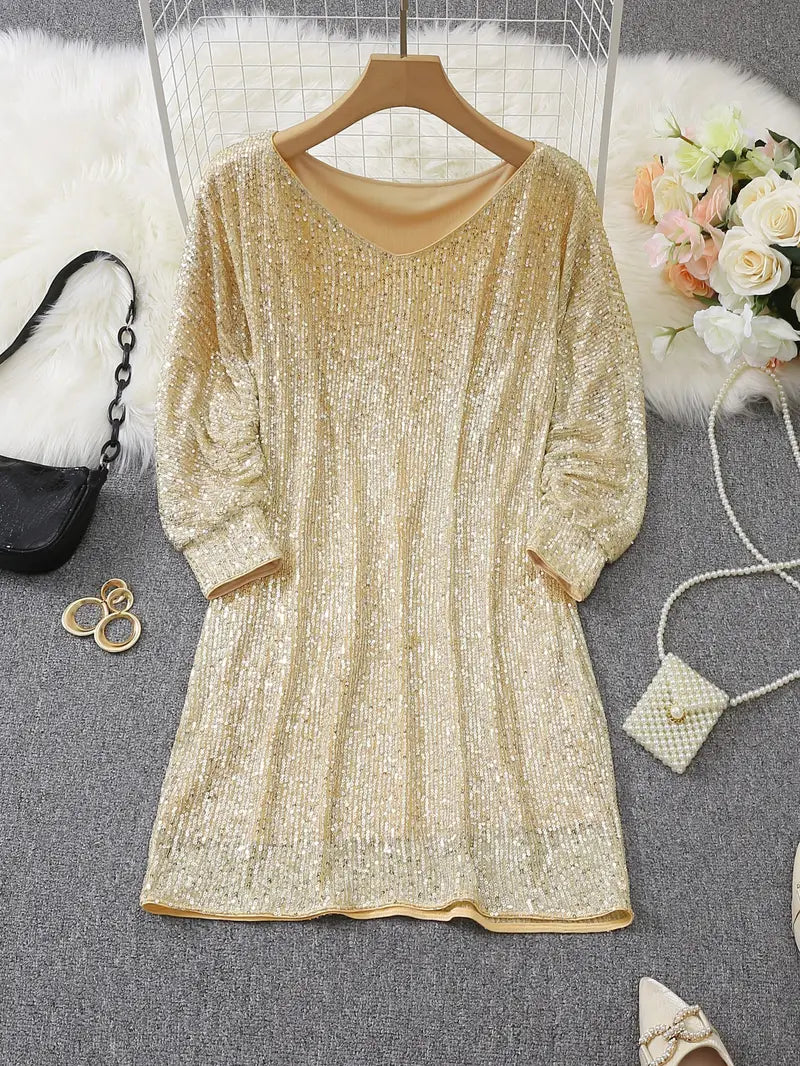 Contrast Sequin Party Dress