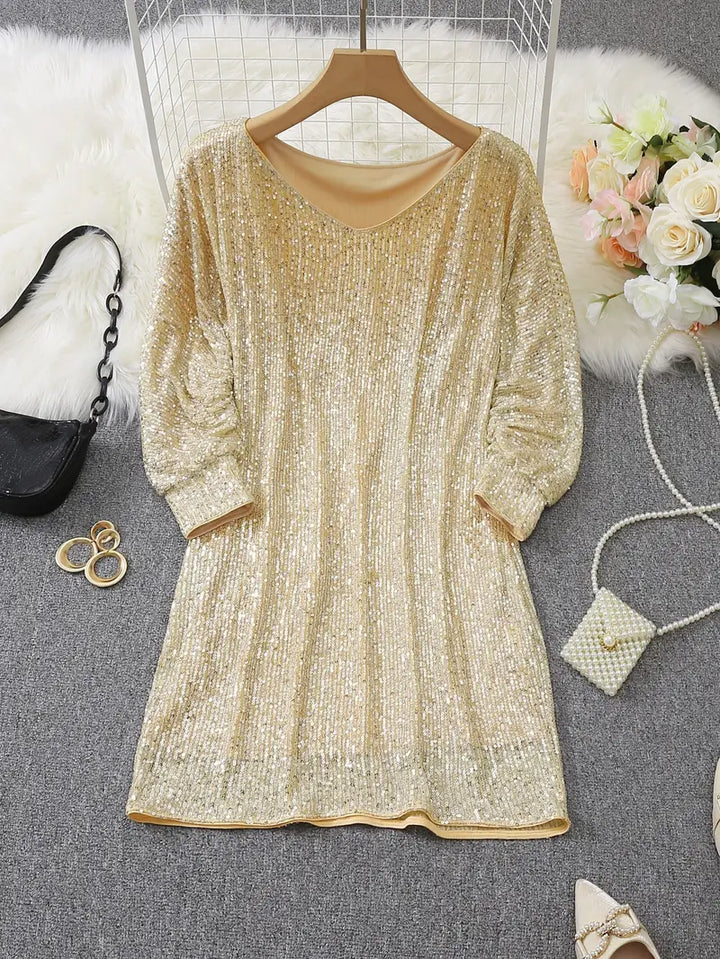 Contrast Sequin Party Dress