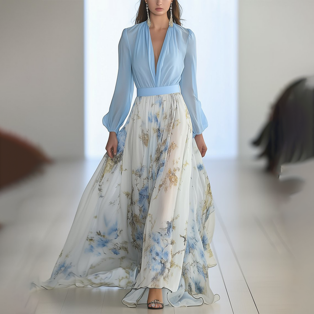 Sascha™ - Floral Print V-Neck Maxi Dress