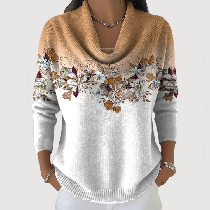 ALORA – Floral Print Cowl Neck Sweater