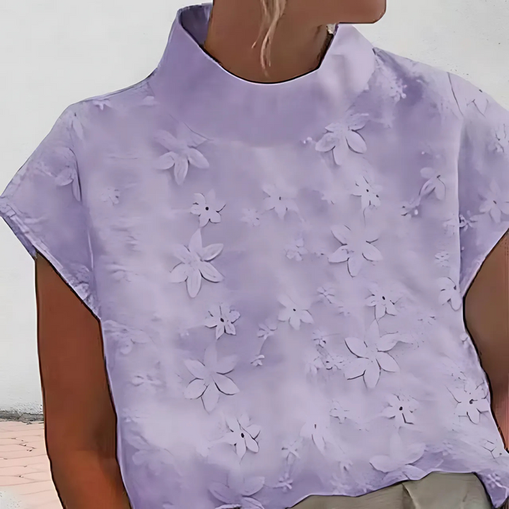 Doutzen™ - Women's Lace Trim Half-Sleeve Blouse