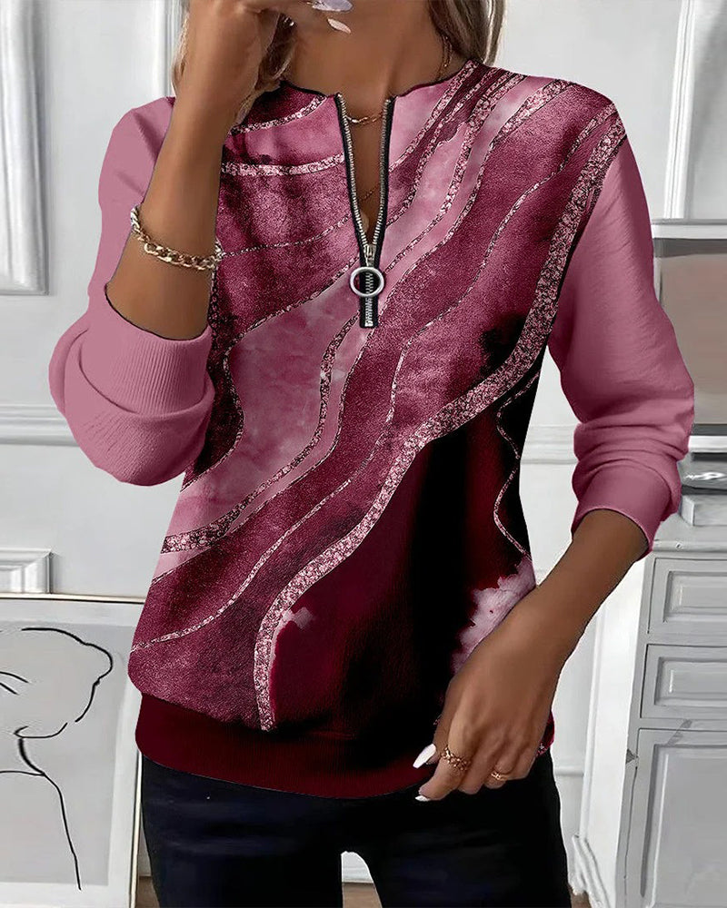 Jonah™ - Printed Vintage Half-Zip Sweatshirt