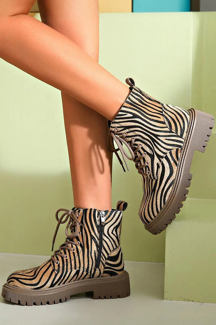 ZEBRA PATTERN SHOES WITH LACES