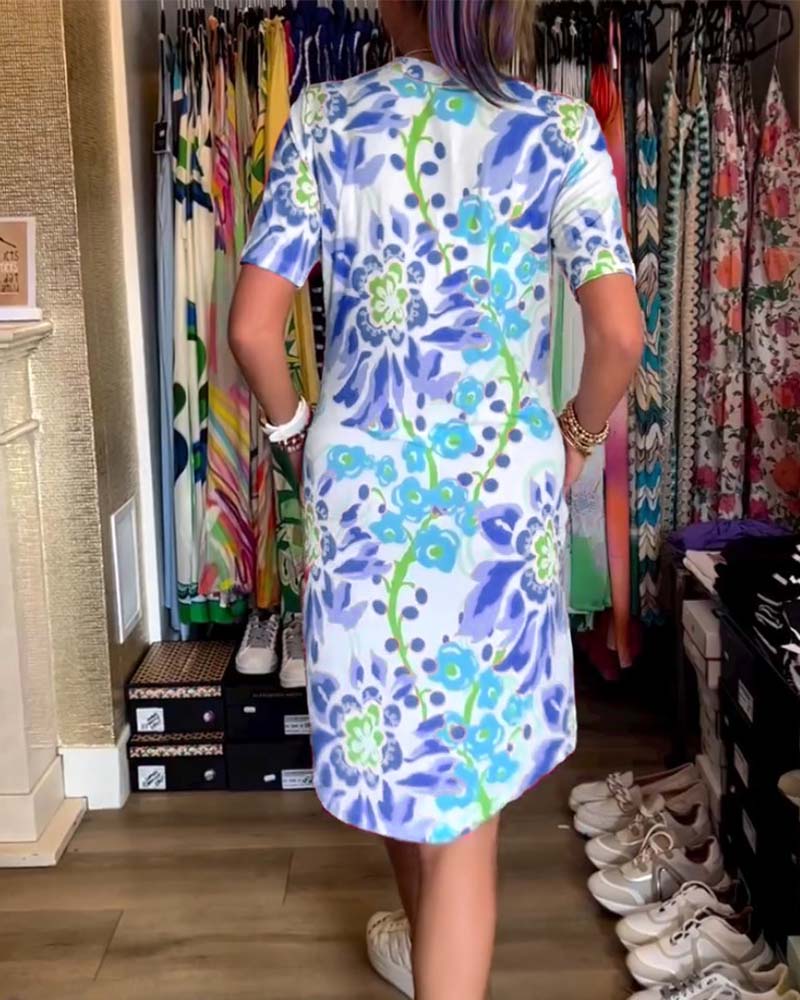 Federica™ - Dress with Short Sleeves and Floral Print