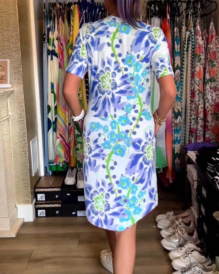 Federica™ - Dress with Short Sleeves and Floral Print
