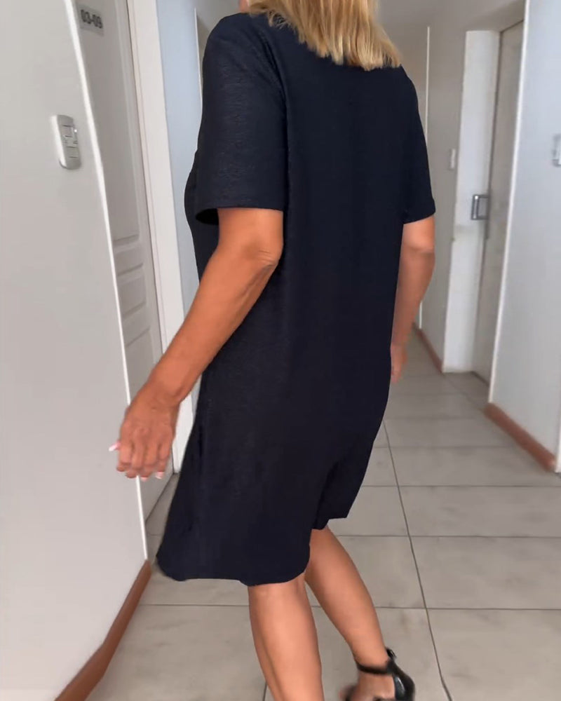 Els | Dress with Short Sleeves and V-Neck