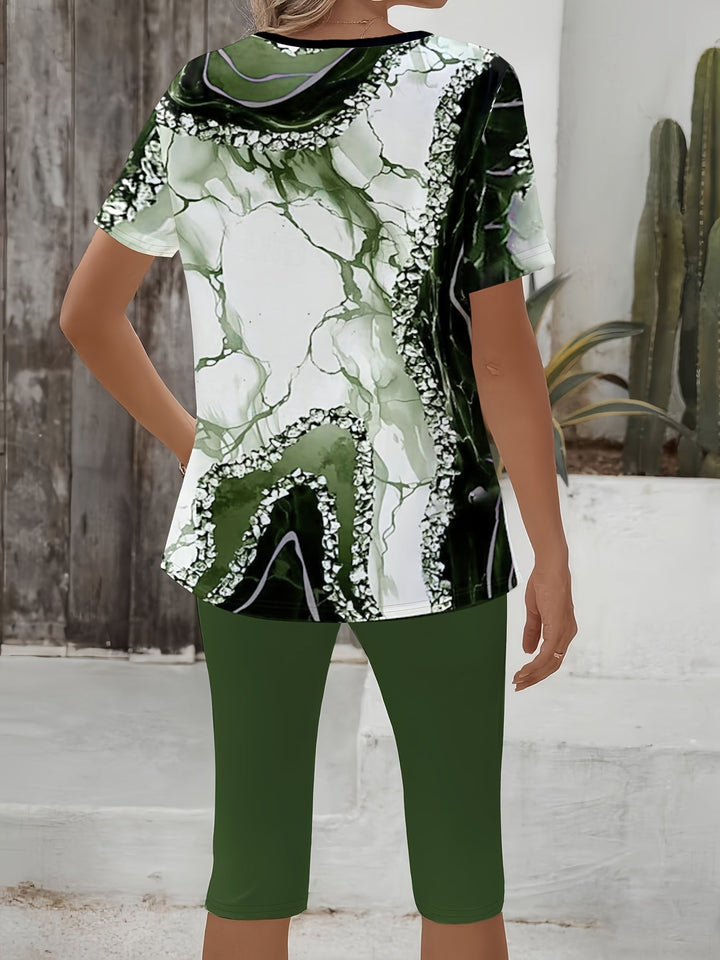 Luna™ | Stretchy Printed Two-Piece Outfit