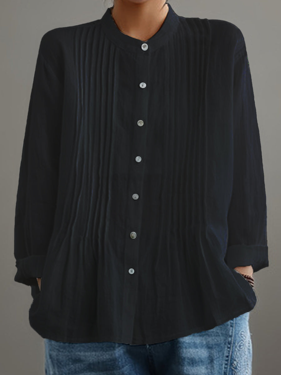 Farah™ – Casual Cotton & Linen Pleated Shirt