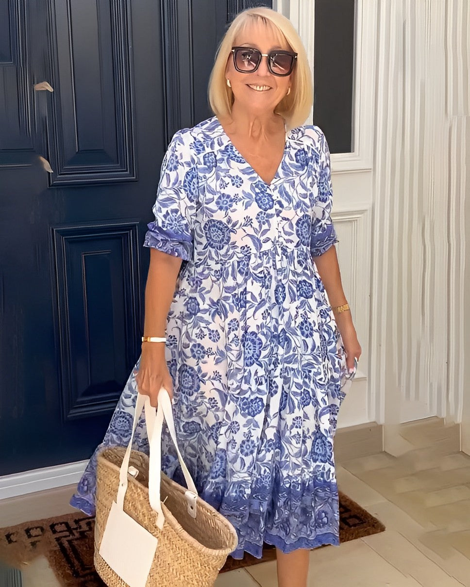 Keisha | Elegant Floral V-Neck Dress