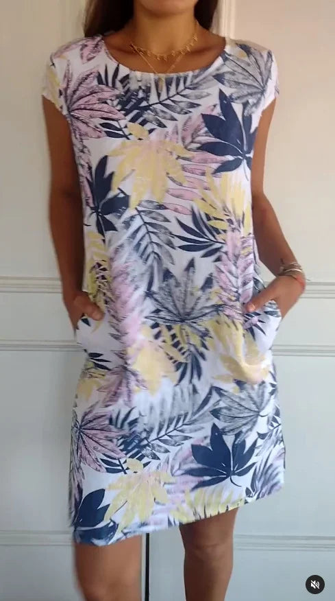 Summer Dress for Women with Pockets and Vibrant Print