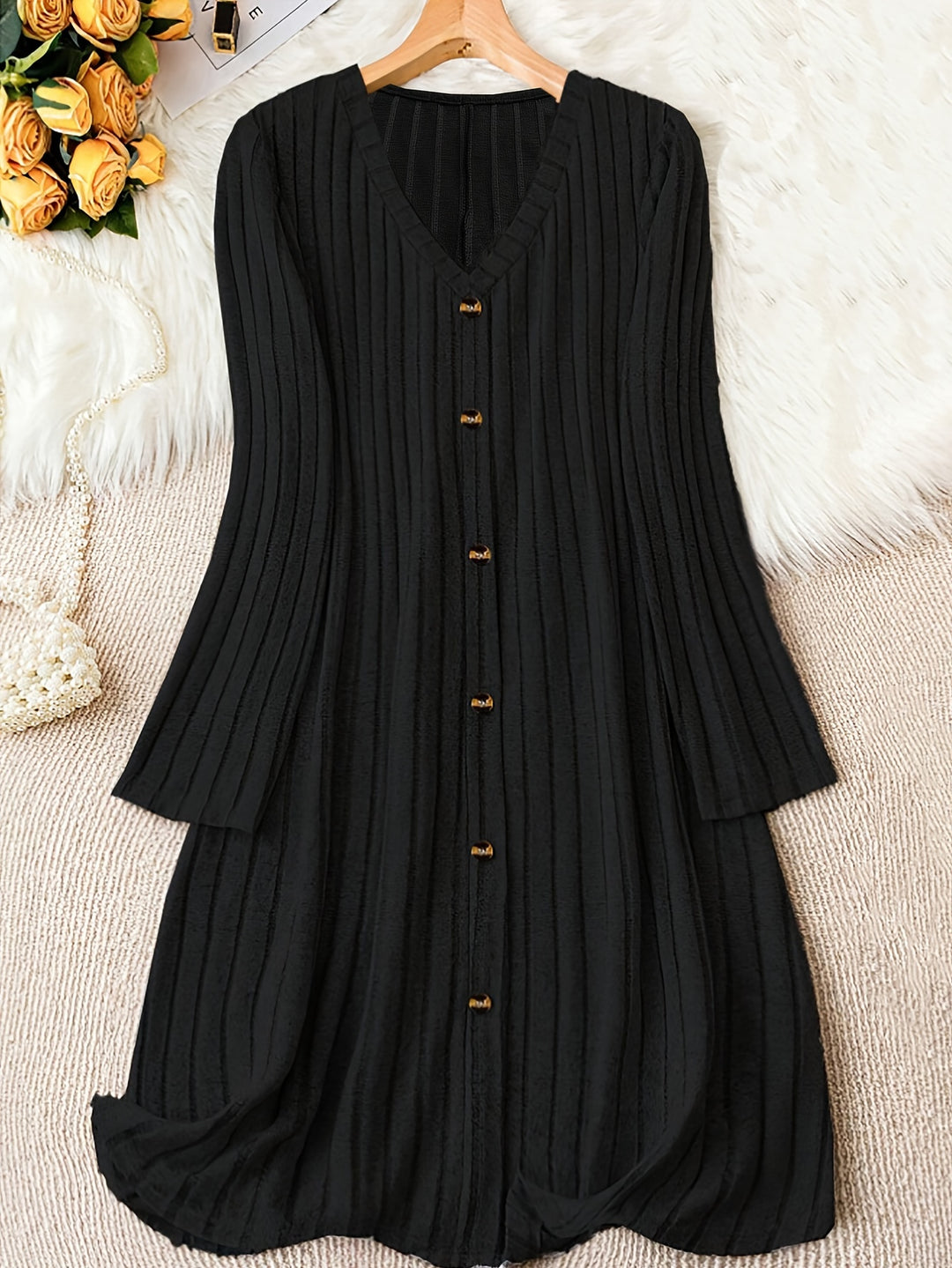 Madelyn™ - Timeless Plus Size Ribbed Button Dress