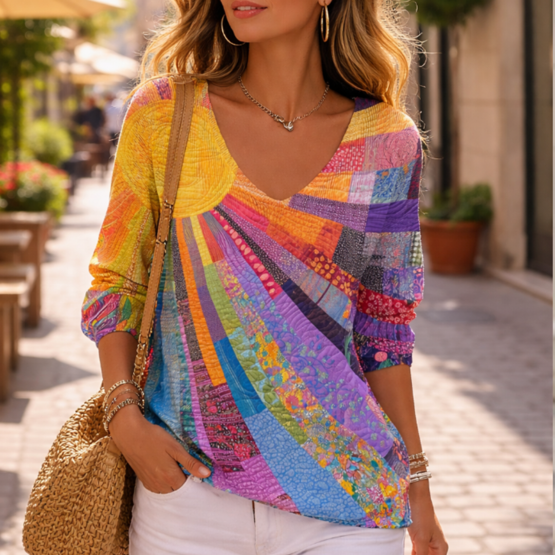 Retro Colorful Patchwork Tee