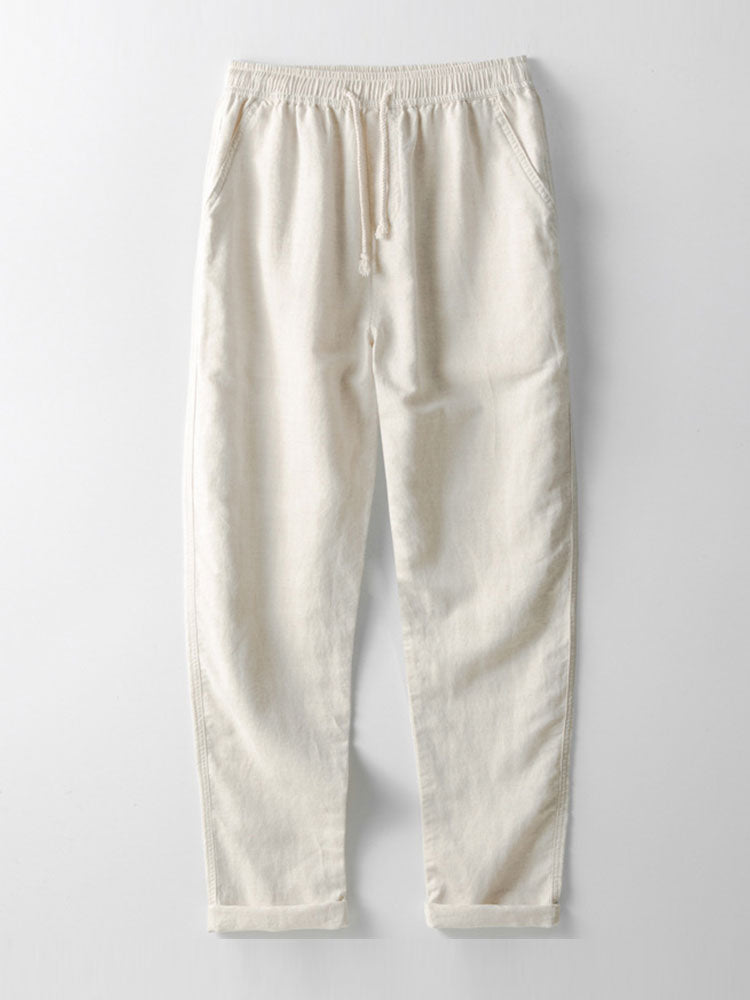 Button-Up Shirt and Straight Leg Trousers in Linen Rayon Blend