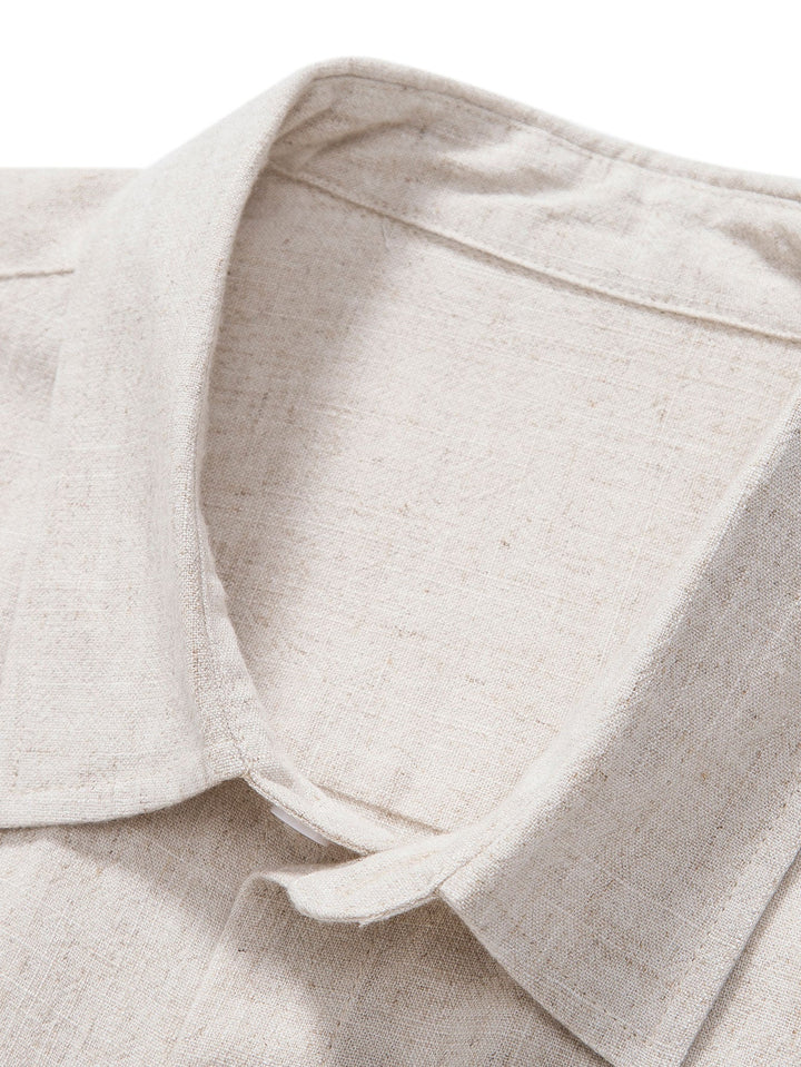 Button-Up Shirt and Straight Leg Trousers in Linen Rayon Blend