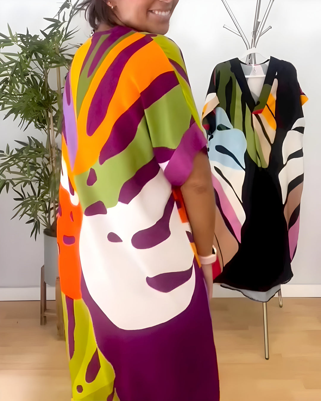 Rianna | Women's Abstract Print Dress with V-Neck
