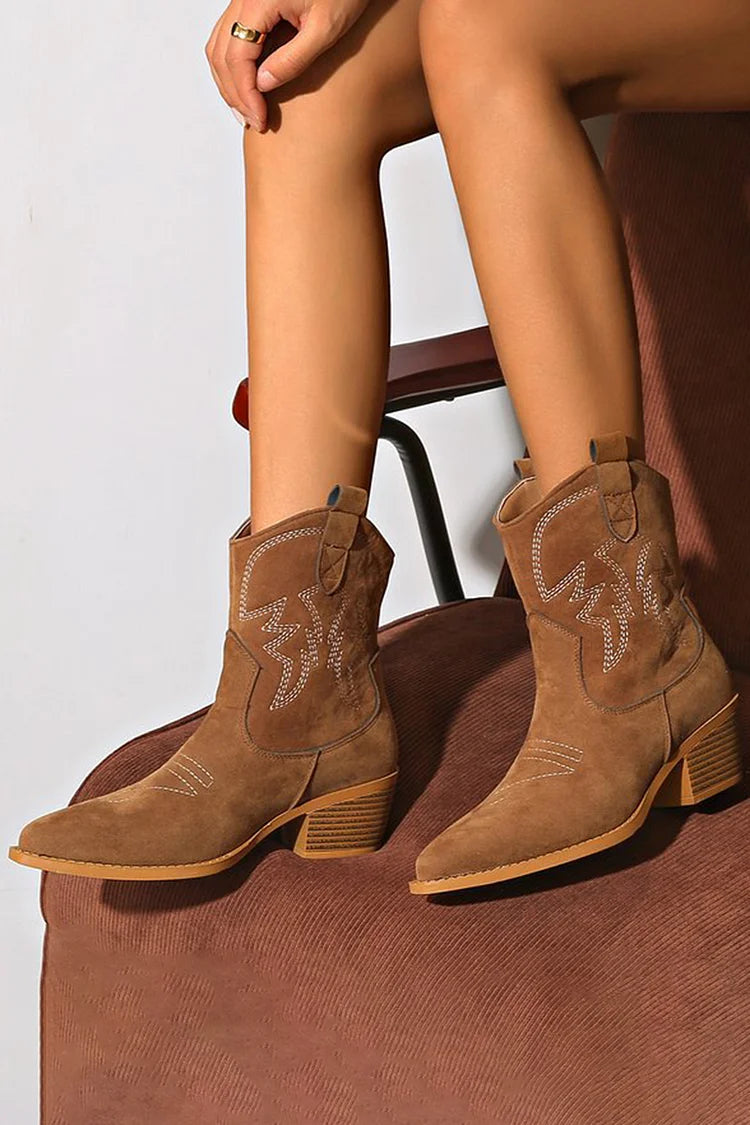 SPITZES WESTERN ANKLE BOOT