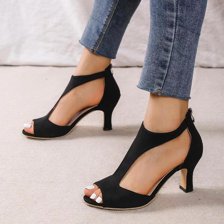 Back Zipper Fish-Shaped Heeled Shoes