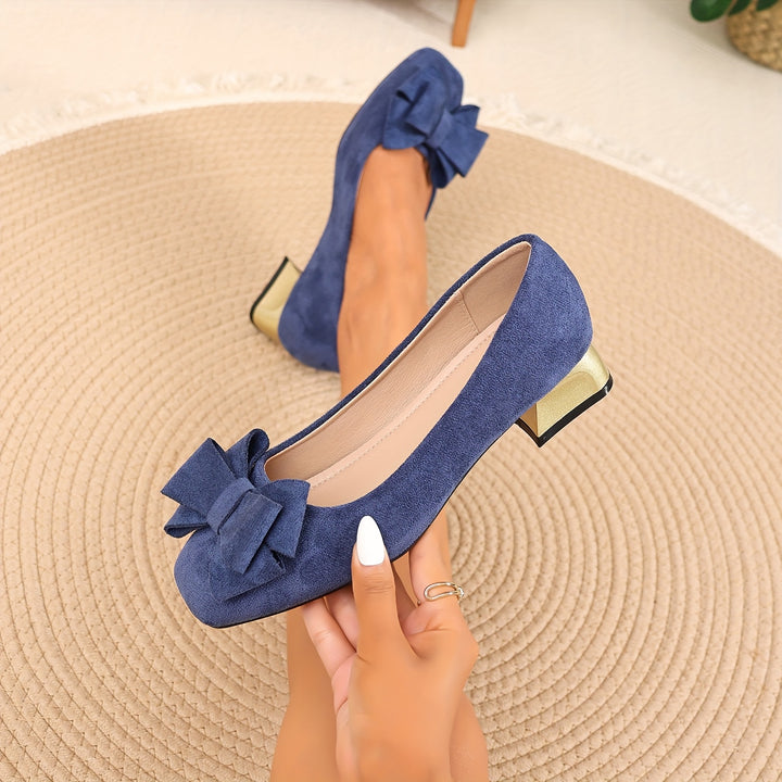 Chic Women's Bow Shoes with Stylish Thick Heels