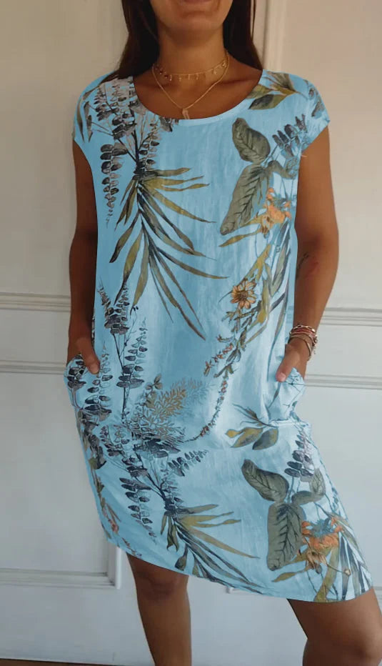 Summer Dress for Women with Pockets and Vibrant Print
