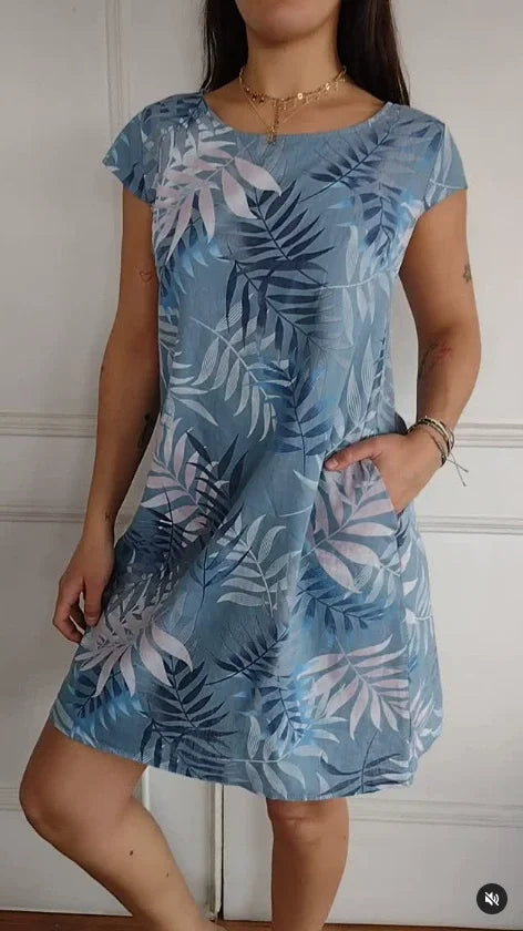 Summer Dress for Women with Pockets and Vibrant Print