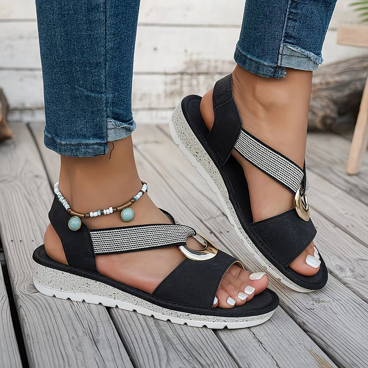 Skylar | Metal Buckle Flat Sandals