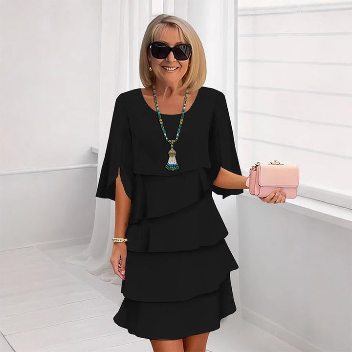 Chic Layered Dress with Puff Sleeves for Women