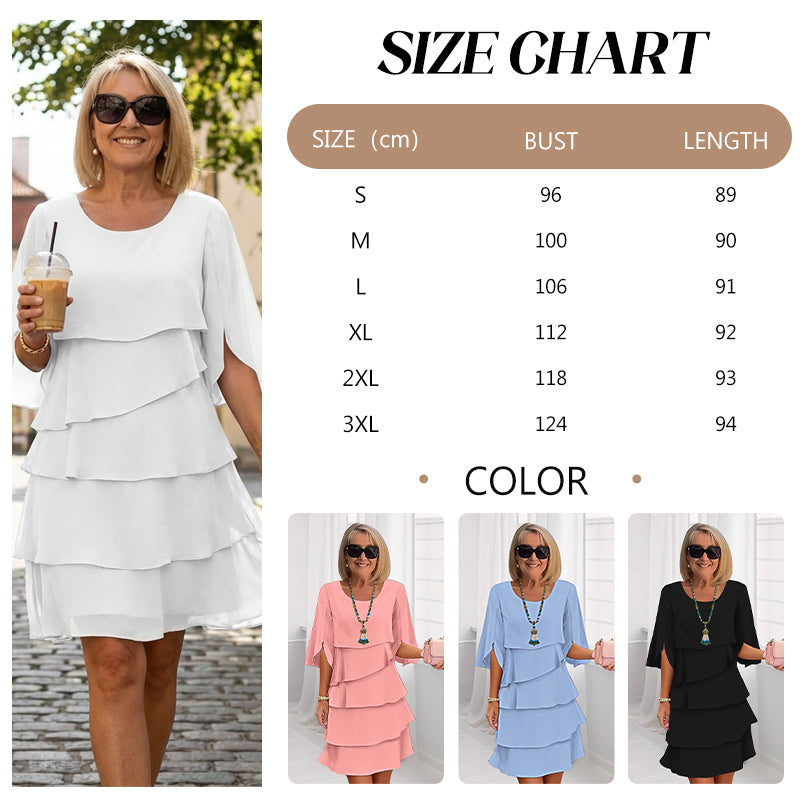 Chic Layered Dress with Puff Sleeves for Women