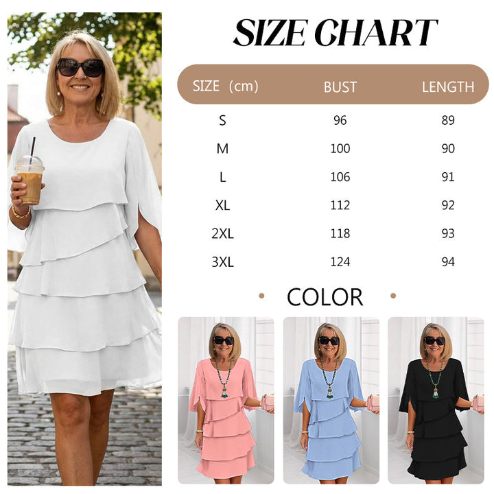 Chic Layered Dress with Puff Sleeves for Women