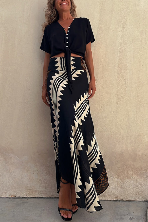 Women's High-Waisted Striped Maxi Skirt