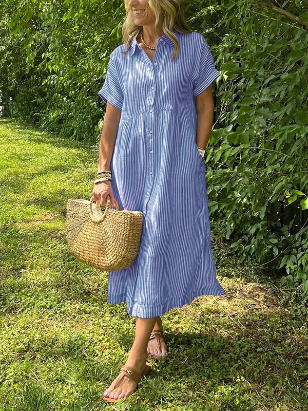Gwen™ - Striped Shirt Dress