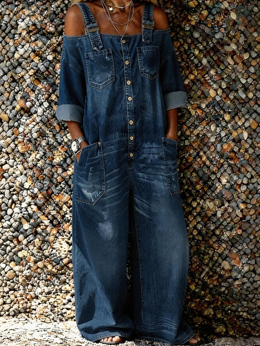 Bo | Denim Overall Jumpsuit with Shoulder Straps