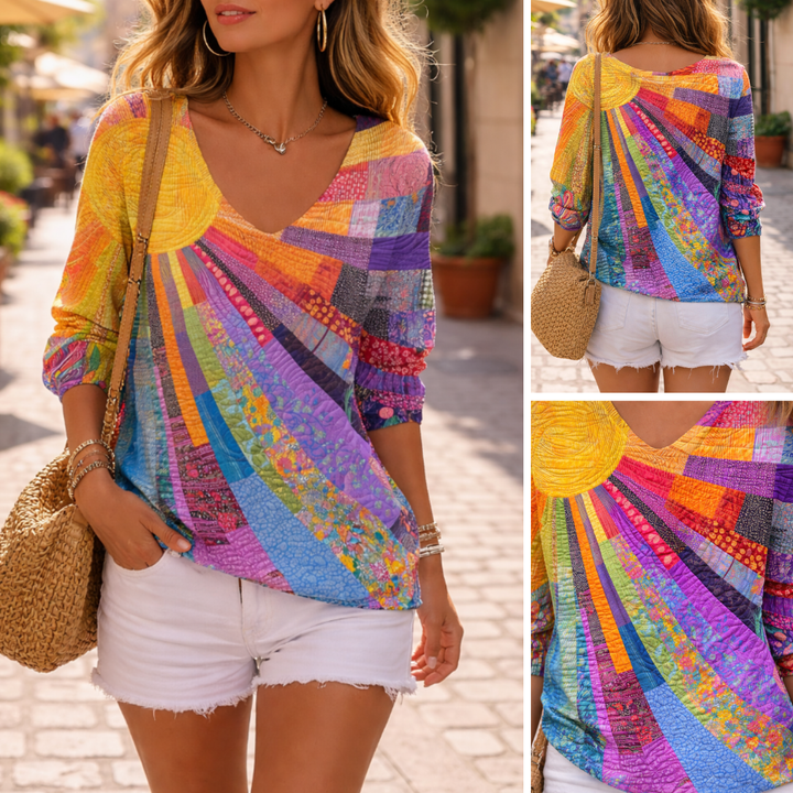 Retro Colorful Patchwork Tee