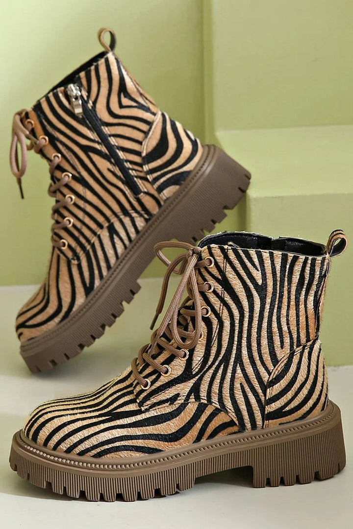 ZEBRA PATTERN SHOES WITH LACES