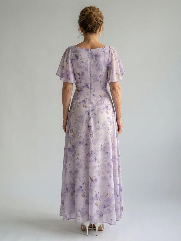 Vaelis | Women's Floral Flutter Sleeve Midi Dress