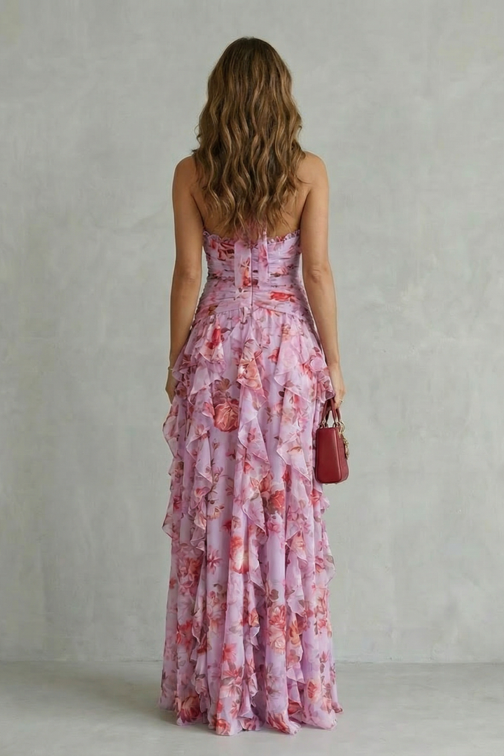 Belladina | Women's Floral Maxi Dress with Ruffles