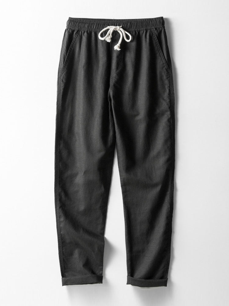 Button-Up Shirt and Straight Leg Trousers in Linen Rayon Blend