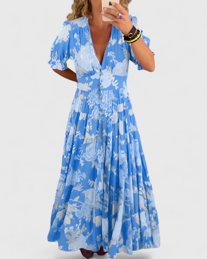 Minelda | Chic Floral V-Neck Dress