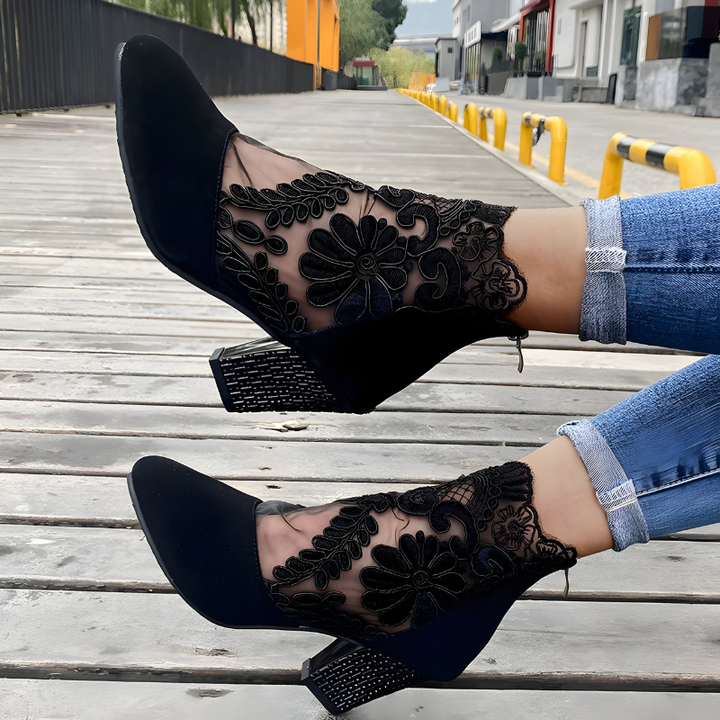 Norenne | Women's Cushioned Zip Chic Breathable Orthopedic Heels with Arch Support