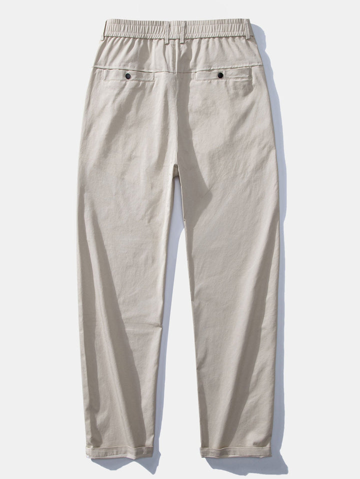 Men's Short Sleeve Zip Polo & Elastic-Waist Straight-Leg Pants Set