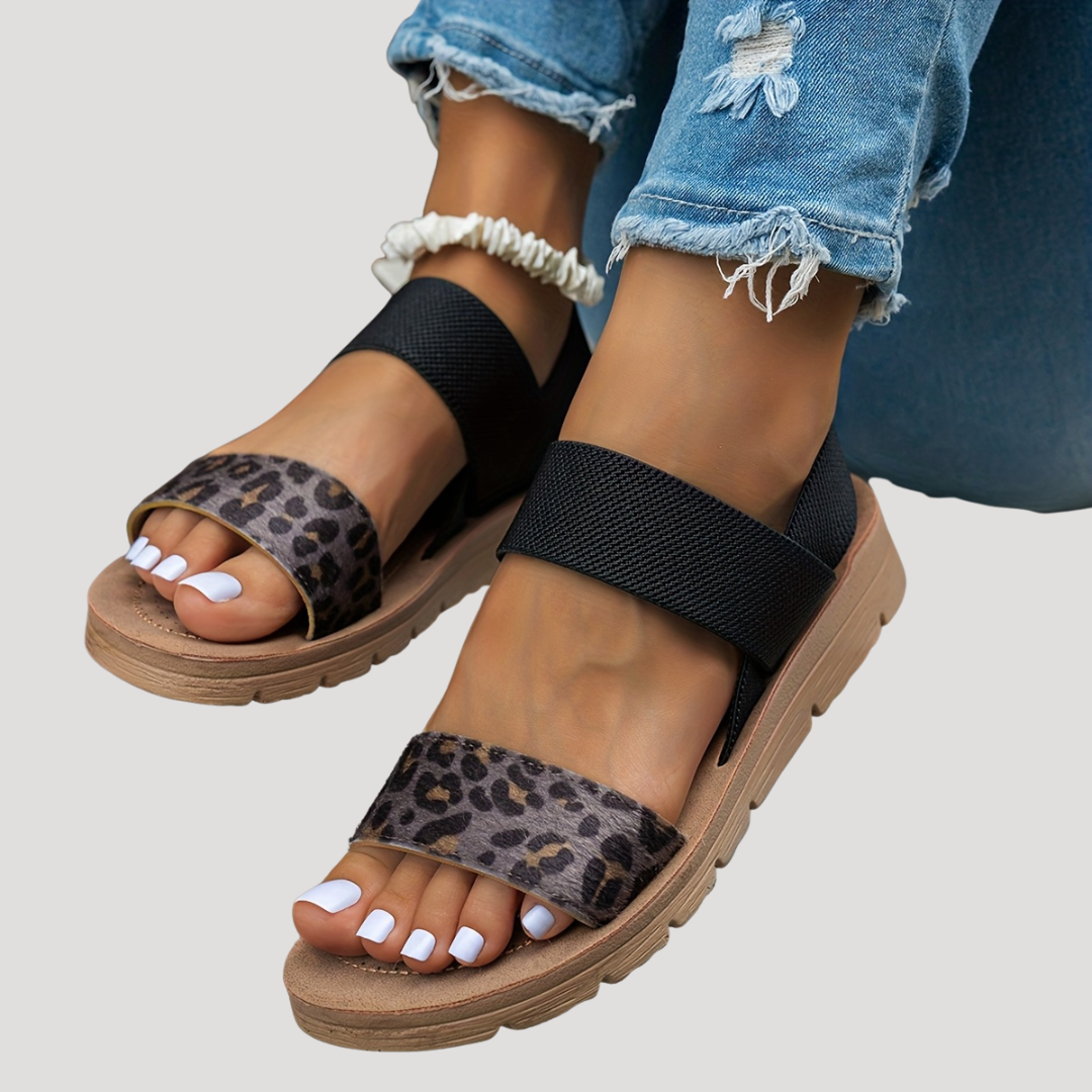 Women's Stylish Leopard Print Cross-Strap Flat Sandals for Ultimate Comfort